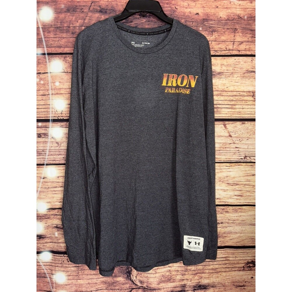 Under Armour Shirt Mens Size XL Gray Bull Project Rock Long Sleeve